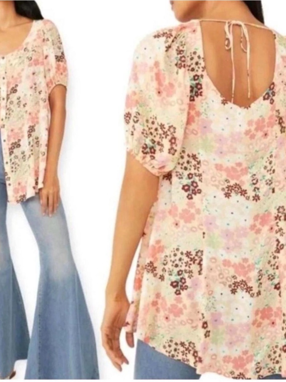 Free People Callie Pastel Floral Print Tunic